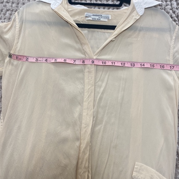 AllSaints Kari tan/cream silk shirt dress - Picture 3 of 6